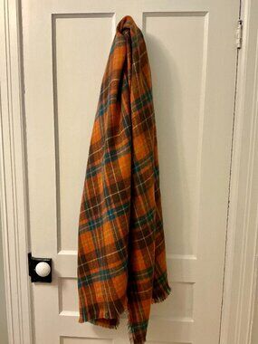 Soft oversized cozy plaid blanket scarf